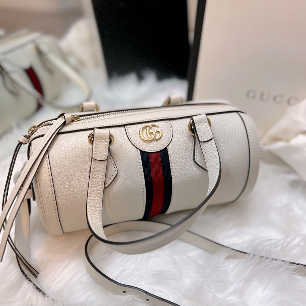 Gucci Ophidia Boston Bag Small Leather in white.